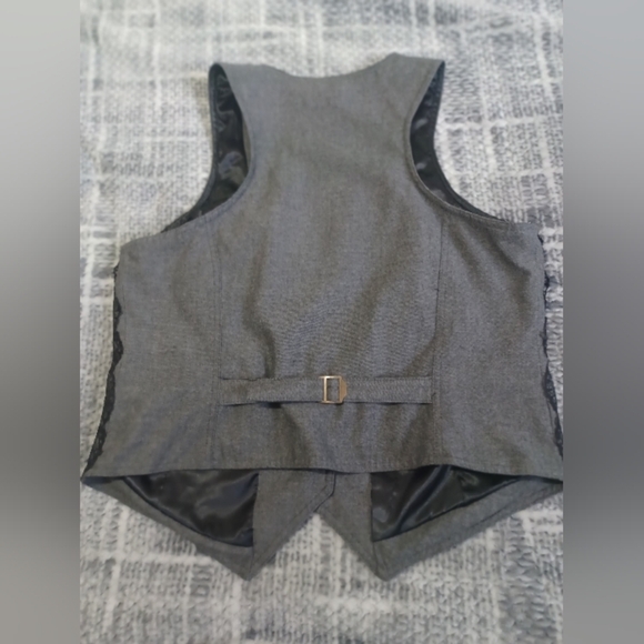 OLD NAVY Womens XL Button Front Sleeveless Vest Grey Embroidered Whimsygoth - Picture 5 of 5